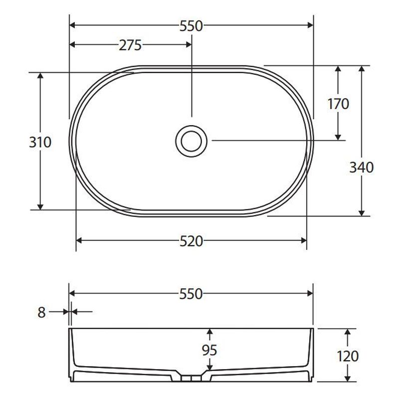 Minka Pill Solid Surface Above Counter Basin, Matte White