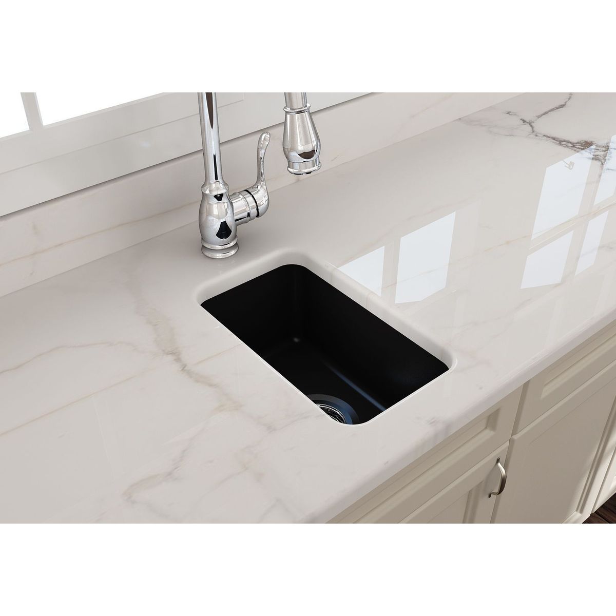 Kit-Cuisine 30X46 Inset/Undermount Fireclay Sink With Waste - Matte Black