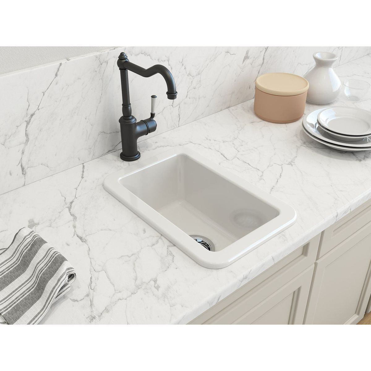 Cuisine 30X46 Inset/Undermount Fireclay Sink - Gloss White