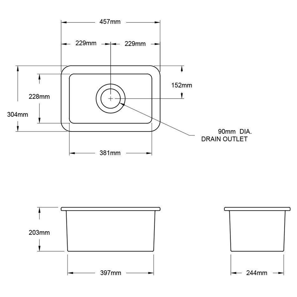 Cuisine 30X46 Inset/Undermount Fireclay Sink - Gloss White