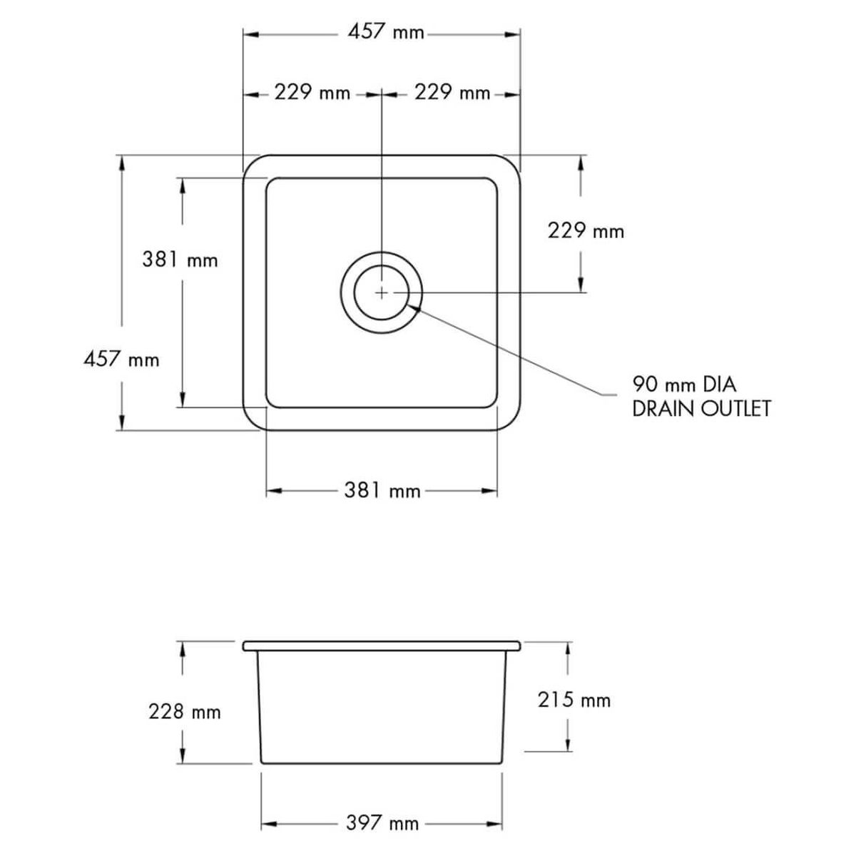 Cuisine 46X46 Inset/Undermount Fireclay Sink - Matte White