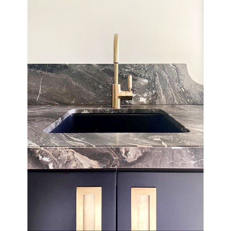 Cuisine 46X46 Inset/Undermount Fireclay Sink Matte Black With Overflow