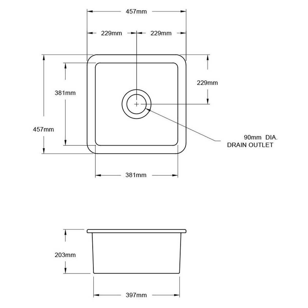 Cuisine 46X46 Inset/Undermount Fireclay Sink - Matte Black