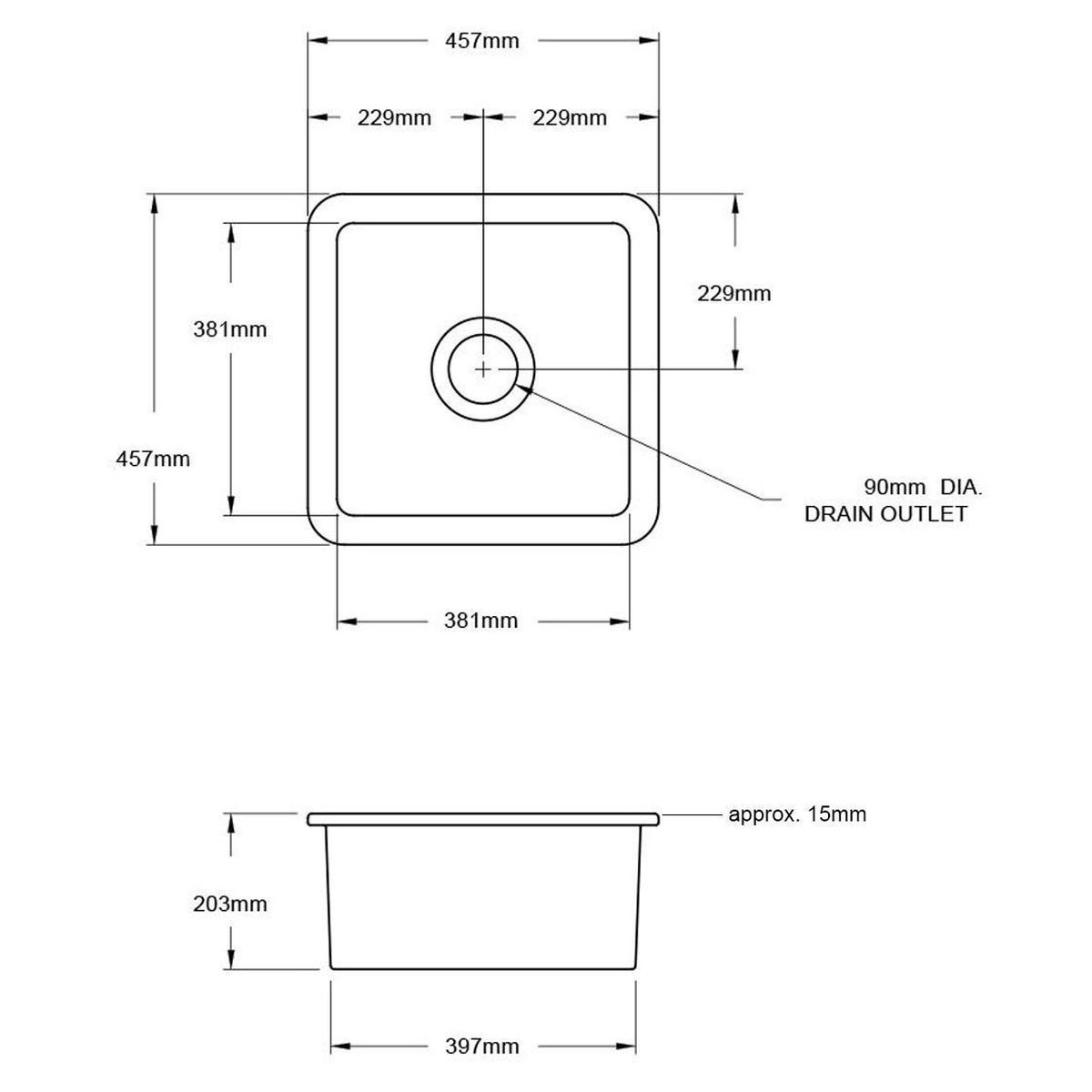 Cuisine 46X46 Inset/Undermount Fireclay Sink With Overflow - Gloss White