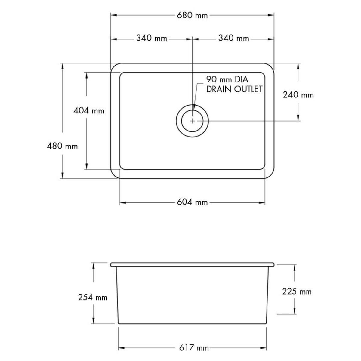 Kit-Cuisine 68X46 Inset/Undermount Fireclay Sink Matte White With Overflow Included Waste