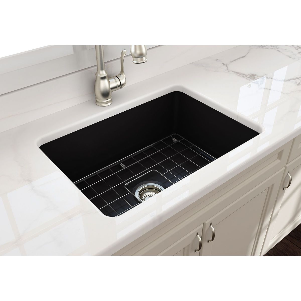 Cuisine 68X48 Inset/Undermount Fireclay Sink - Matte Black