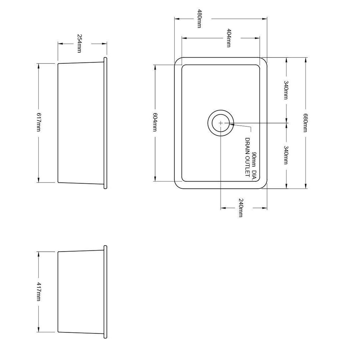 Cuisine 68X48 Inset/Undermount Fireclay Sink - Matte Black