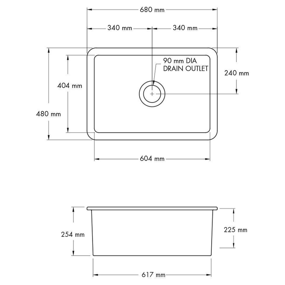 Cuisine 68X48 Inset/Undermount Fireclay Sink With Overflow