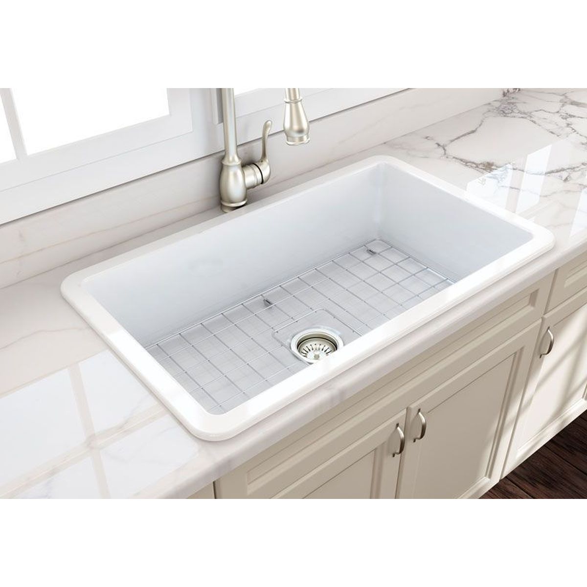 Cuisine 81X48 Inset/Undermount Fireclay Sink With Overflow