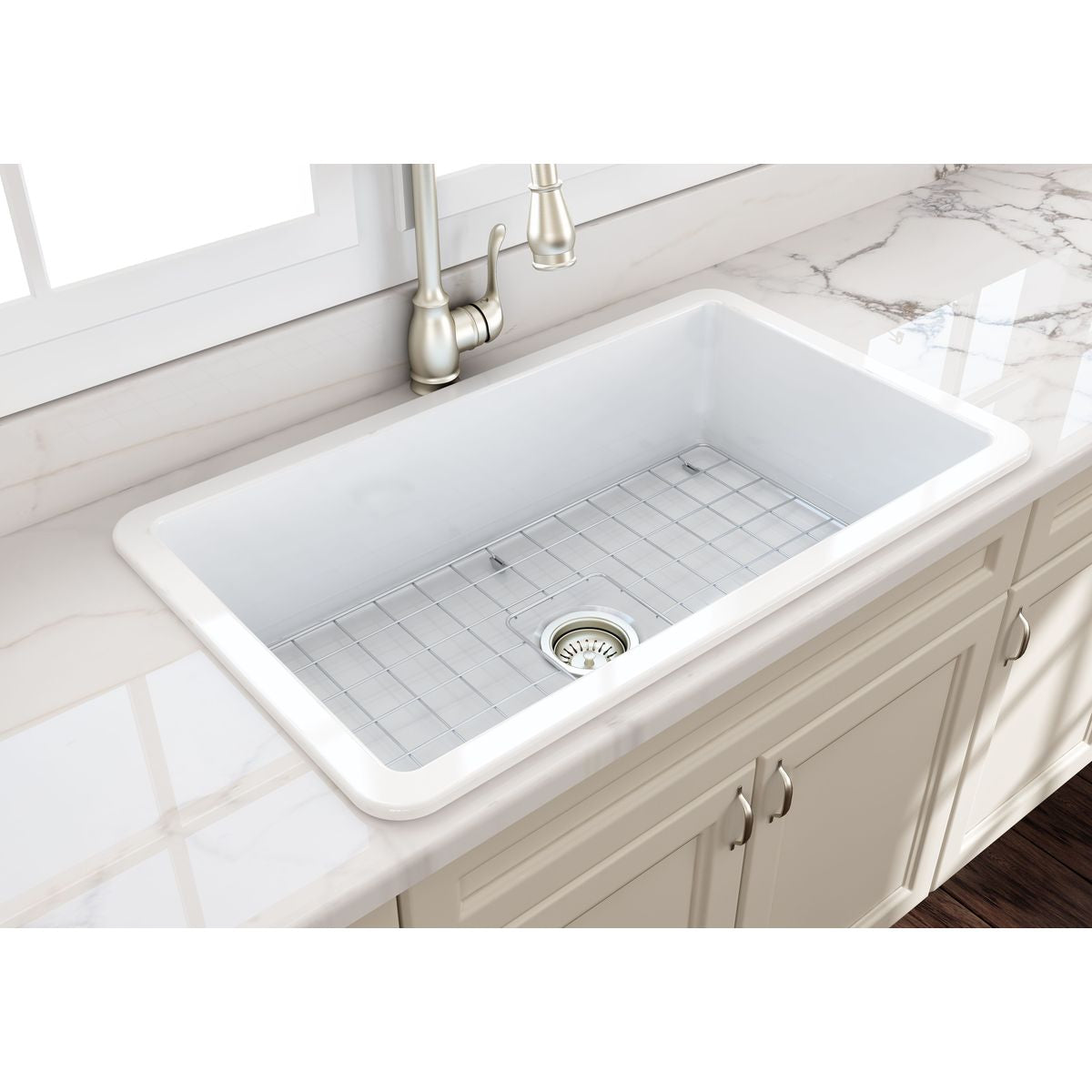 Cuisine 81X48 Inset/Undermount Fireclay Sink - Gloss White