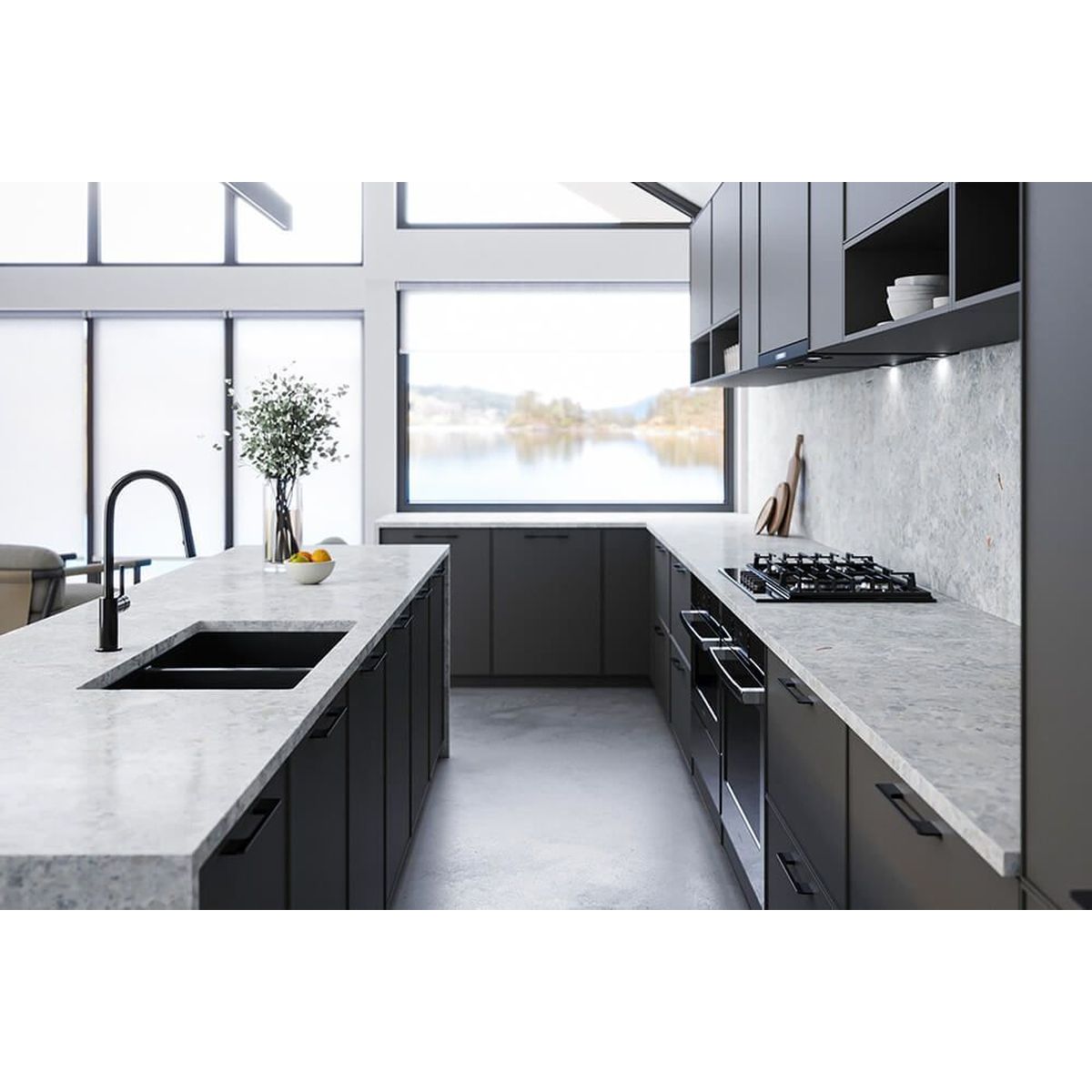 Cuisine 85 X 46 Inset/Undermount Fine Fireclay Sink - Matte Black