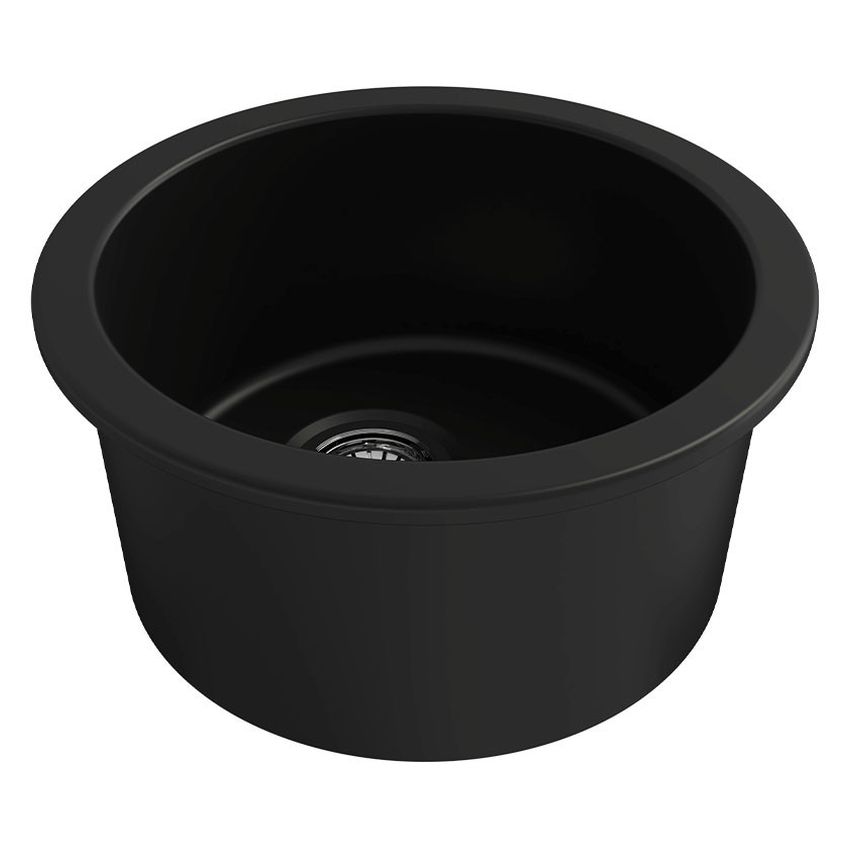 Kit-Cuisine Round 47 Inset/Undermount Fireclay Sink With Waste - Matte Black