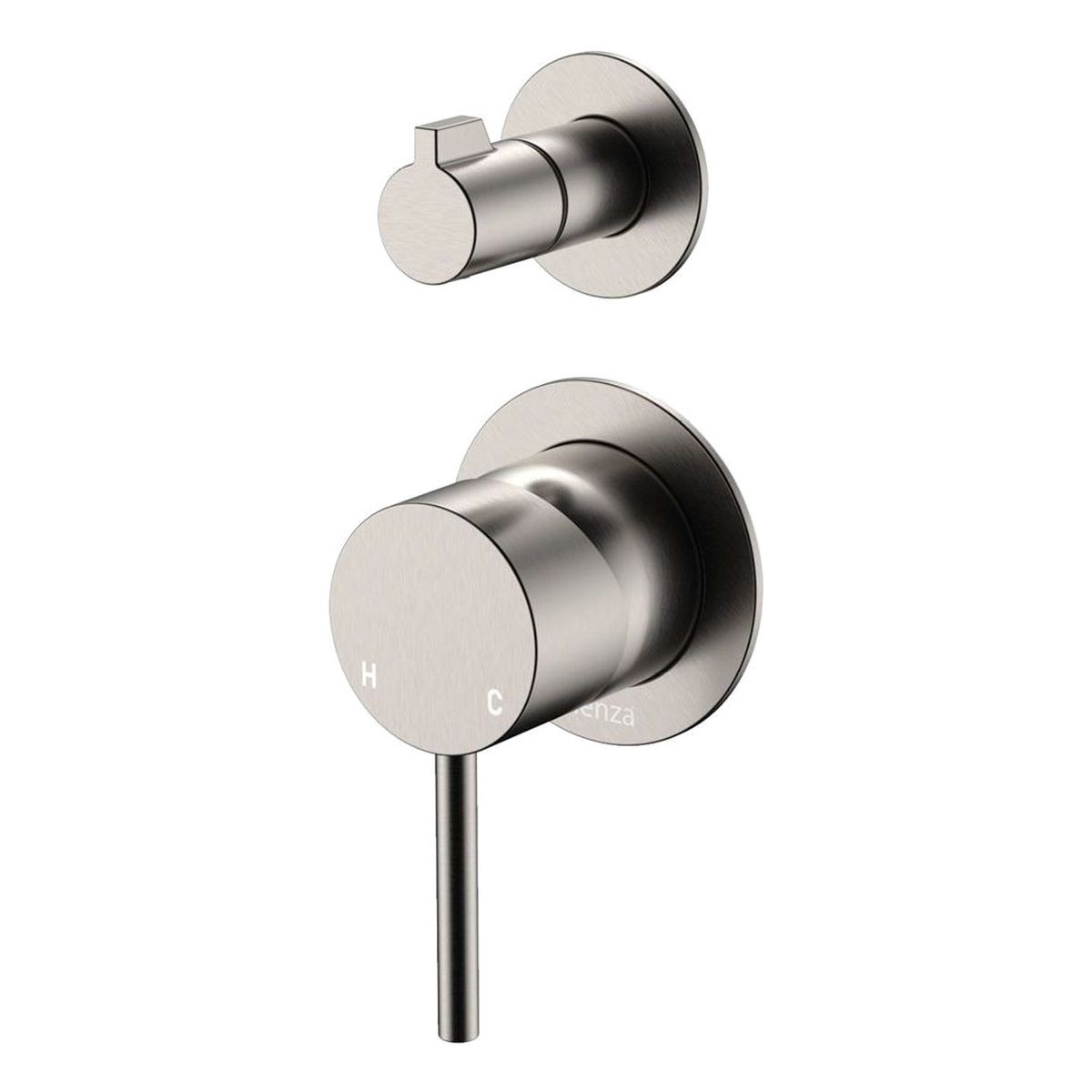 Kaya Wall Diverter Mixer Dress Kit, Small Round Plates, Brushed Nickel