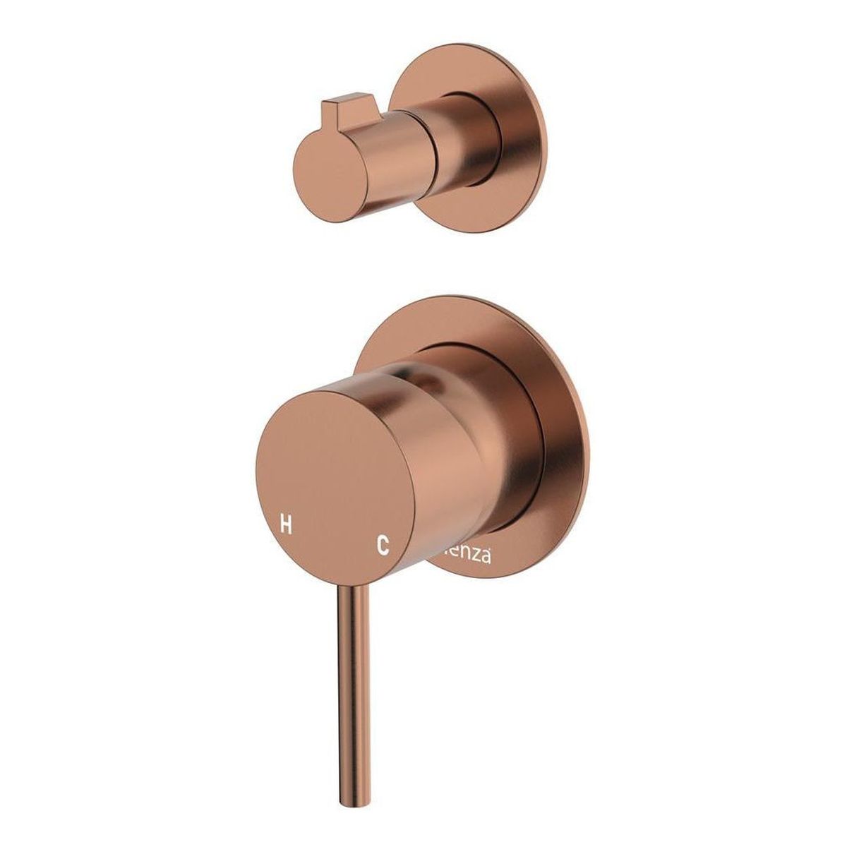 Kaya Wall Diverter Mixer Dress Kit, Small Round Plates, Brushed Copper