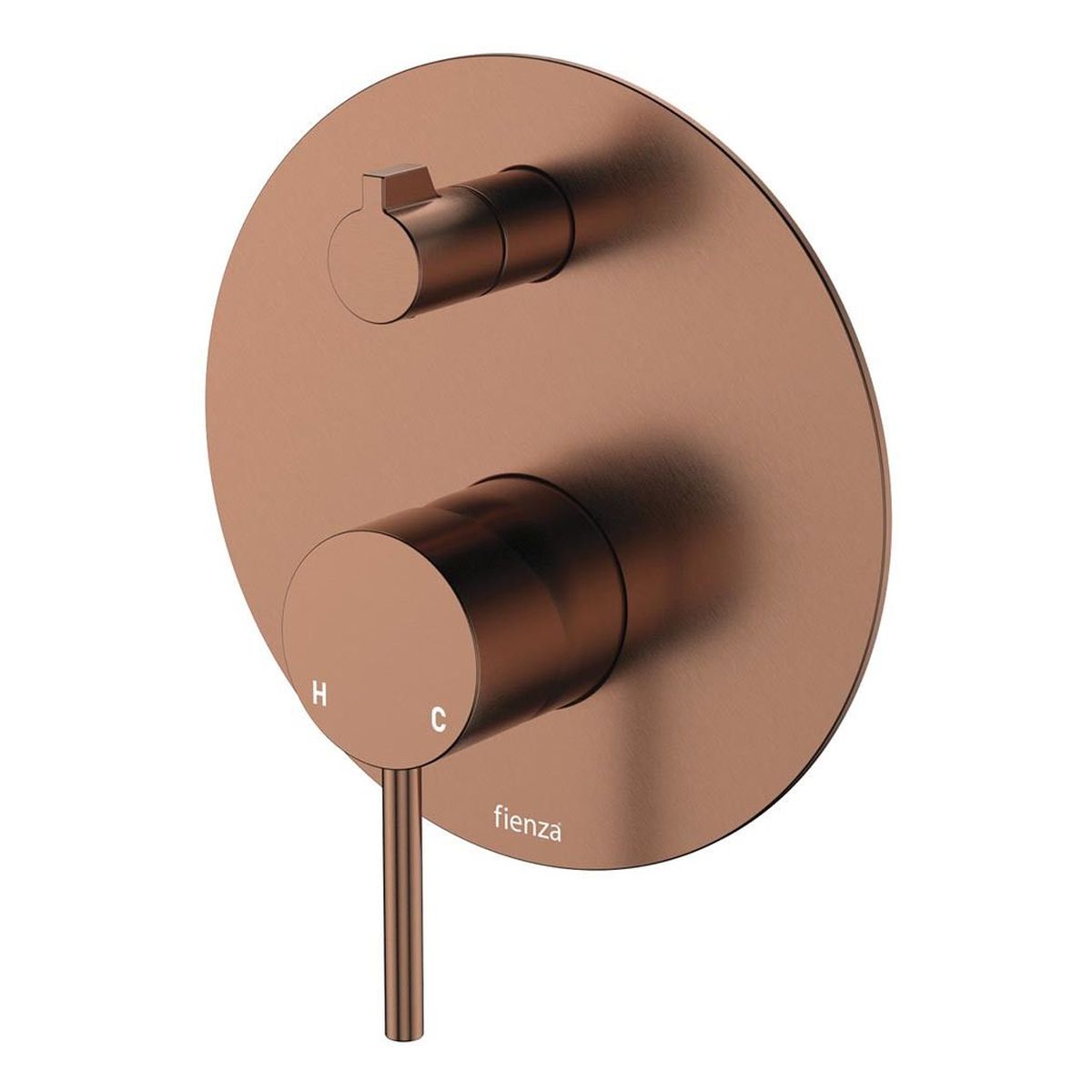 Kaya Wall Diverter Mixer Dress Kit, Large Round Plate, Brushed Copper