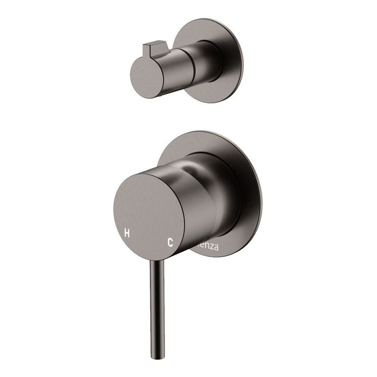 Kaya Wall Diverter Mixer Dress Kit, Small Round Plates, Gun Metal