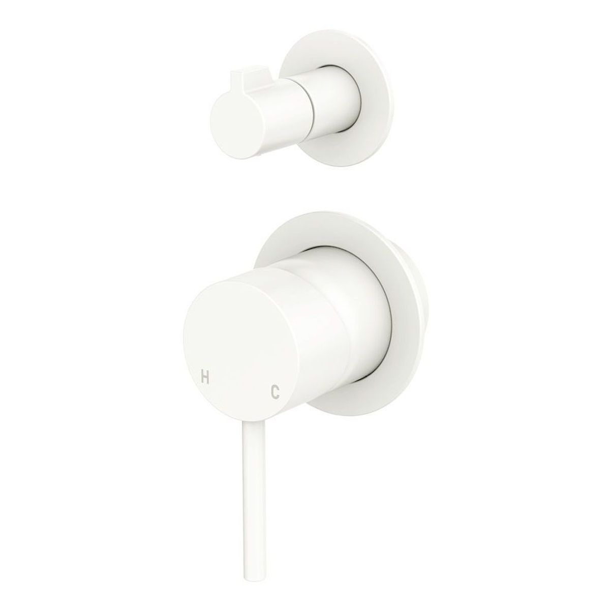 Kaya Wall Diverter Mixer Dress Kit, Small Round Plates, Matte White