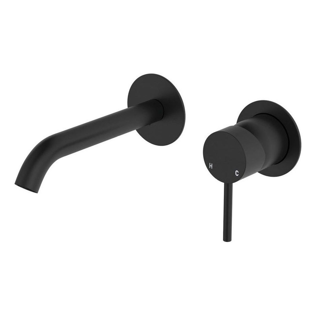 Kaya Basin/Bath Wall Mixer Dress Kit, Round Plates, 160mm Outlet, Matte Black