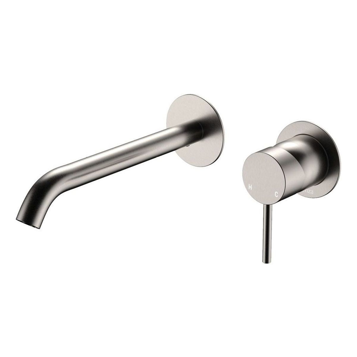 Kaya Basin/Bath Wall Mixer Dress Kit, Round Plates, 200mm Outlet, Brushed Nickel