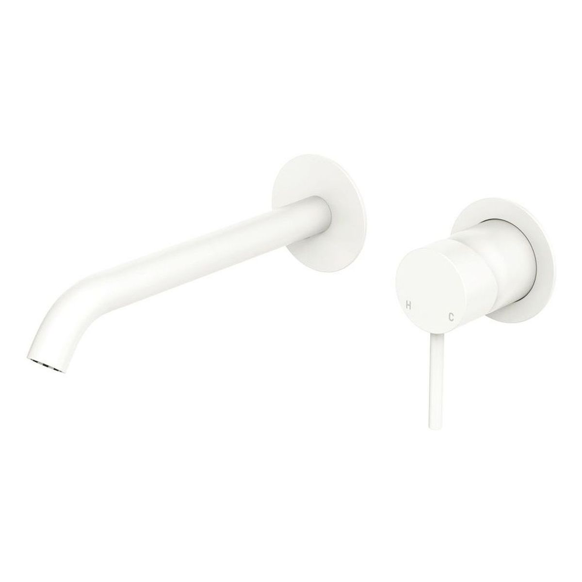 Kaya Basin/Bath Wall Mixer Dress Kit, Round Plates, 200mm Outlet, Matte White