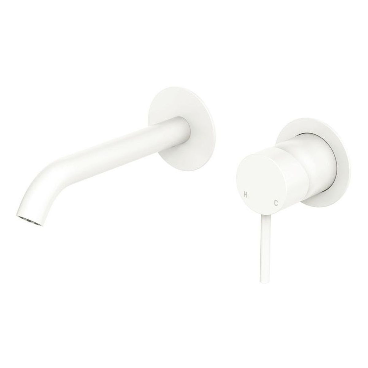Kaya Basin/Bath Wall Mixer Dress Kit, Round Plates, 160mm Outlet, Matte White