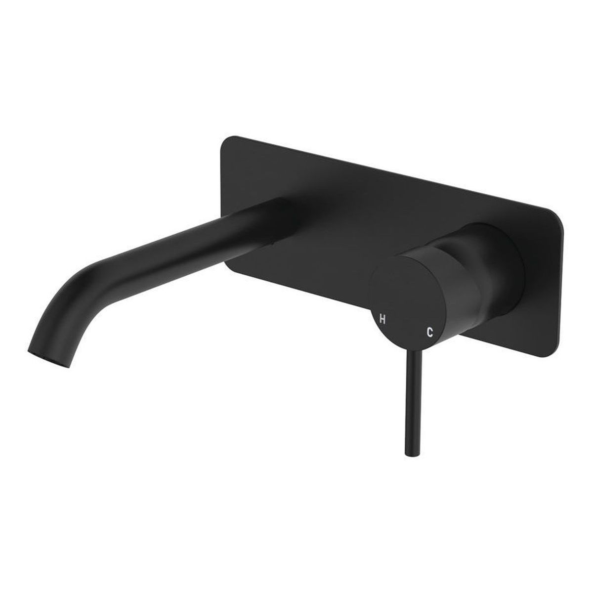 Kaya Basin/Bath Wall Mixer Dress Kit, Rectangular Plate, 160mm Outlet, Matte Black