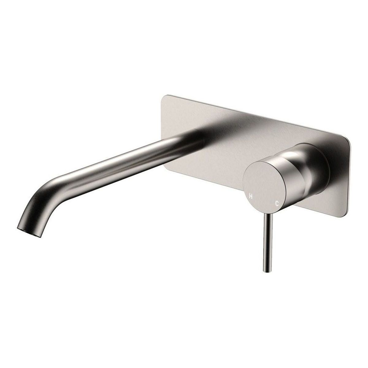 Kaya Basin/Bath Wall Mixer Dress Kit, Rectangular Plate, 200mm Outlet, Brushed Nickel