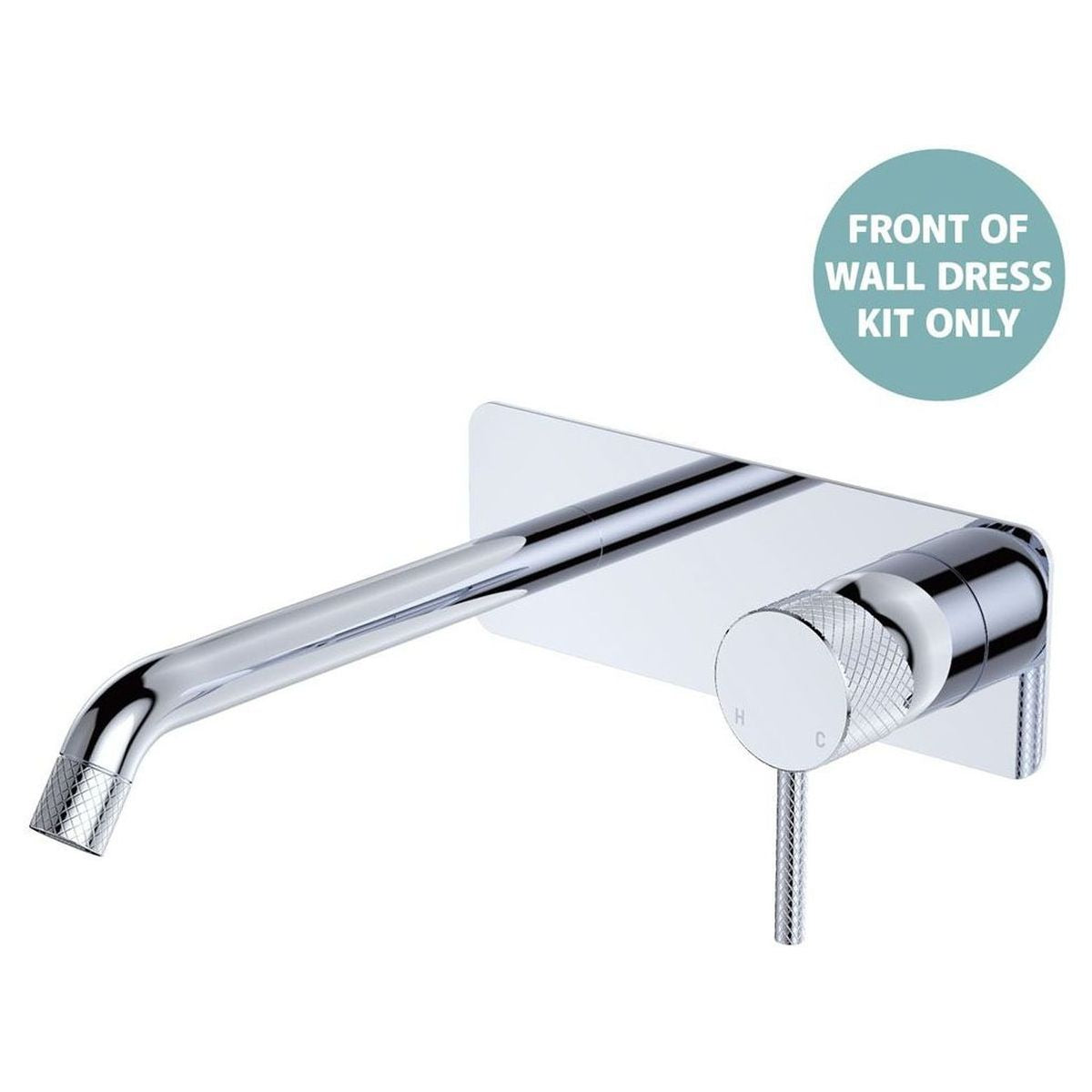 Axle Wall Basin/Bath Mixer Dress Kit Rectangular Plate 200mm Outlet in Chrome