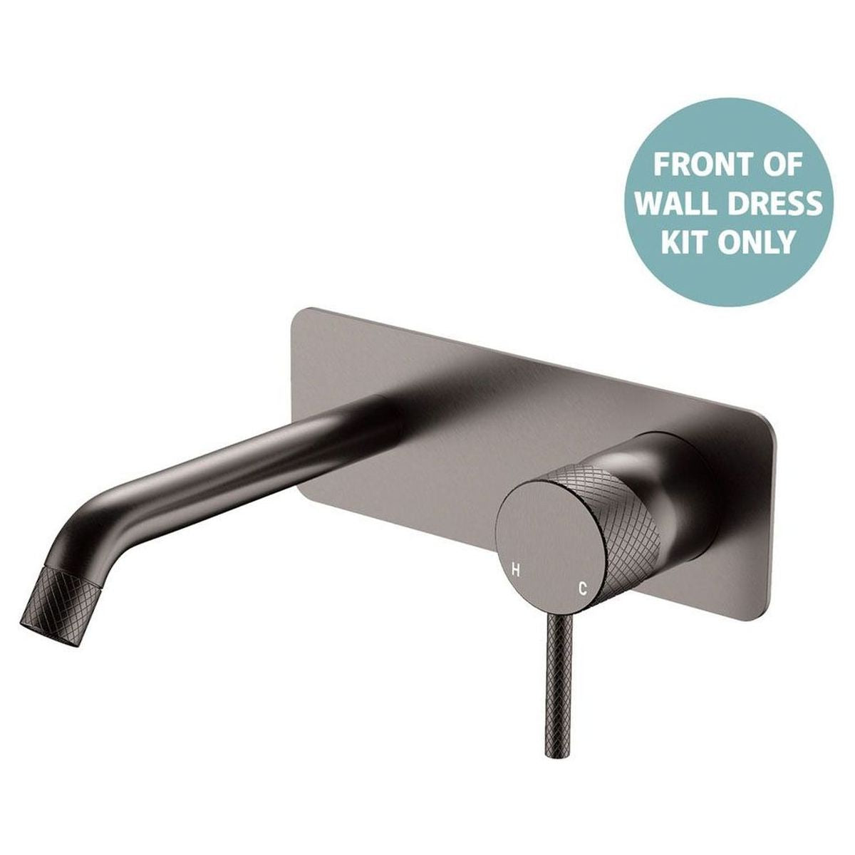 Axle Wall Basin/Bath Mixer Dress Kit Rectangular Plate 160mm Outlet in Gun Metal