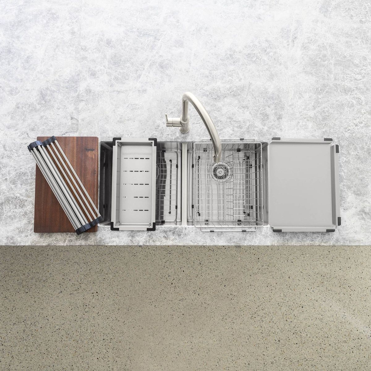 Meir Lavello Dish Draining Tray, Brushed Nickel