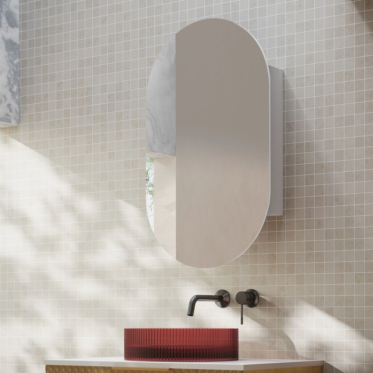 Elli Pill 600mm Shaving Cabinet - Matte White