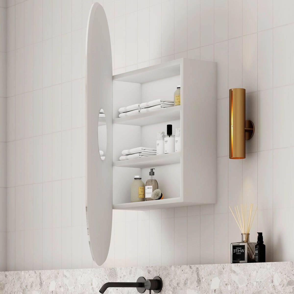 Elli Pill 450mm Shaving Cabinet - Matte White