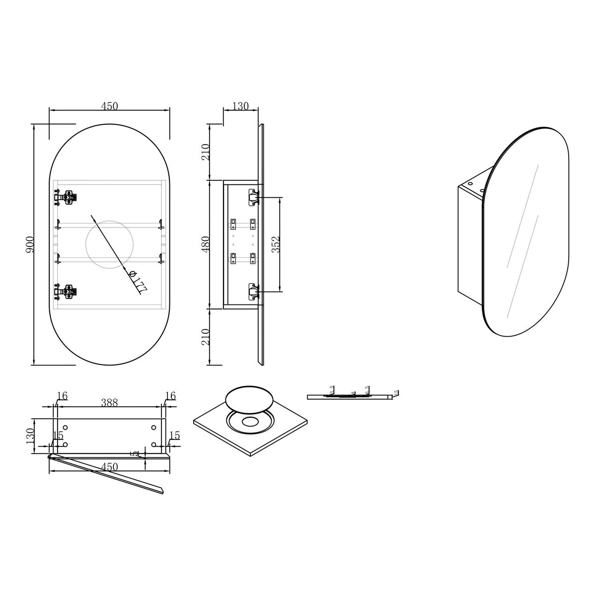 Elli Pill 450mm Shaving Cabinet - Matte White