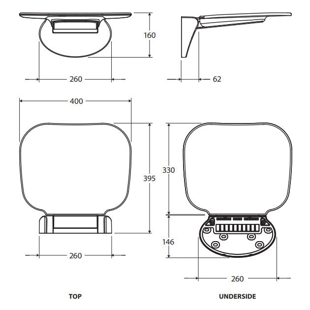 Folding Shower Seat, Chrome Base, Satin White Seat