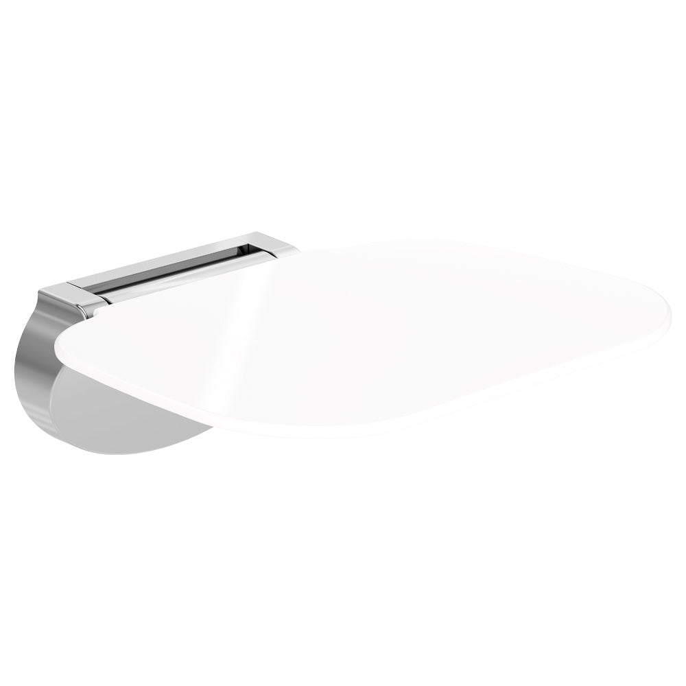 Folding Shower Seat, Chrome Base, Satin White Seat