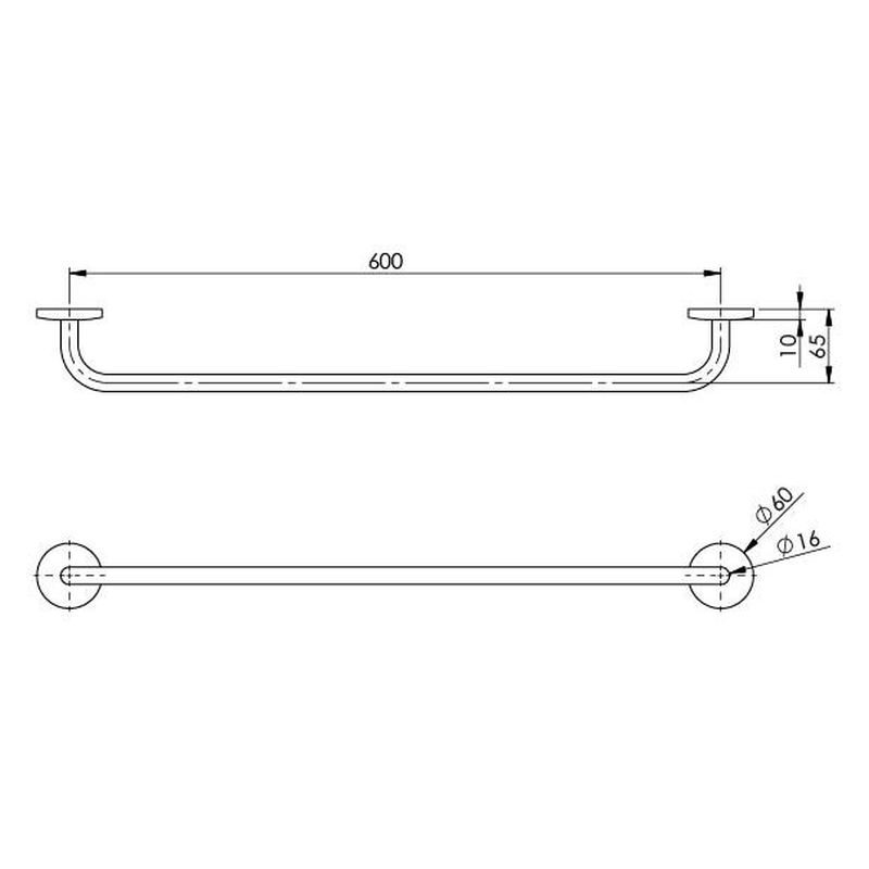 Festival Single Towel Rail 600mm
