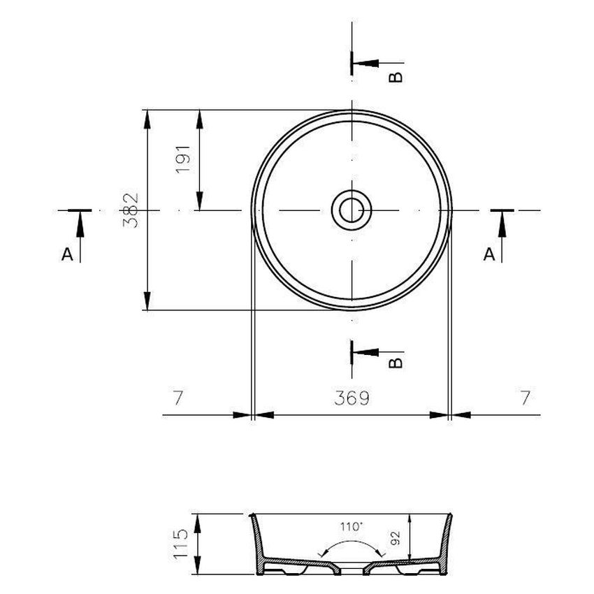 Fino Round 382 Counter Top Basin - Gloss White