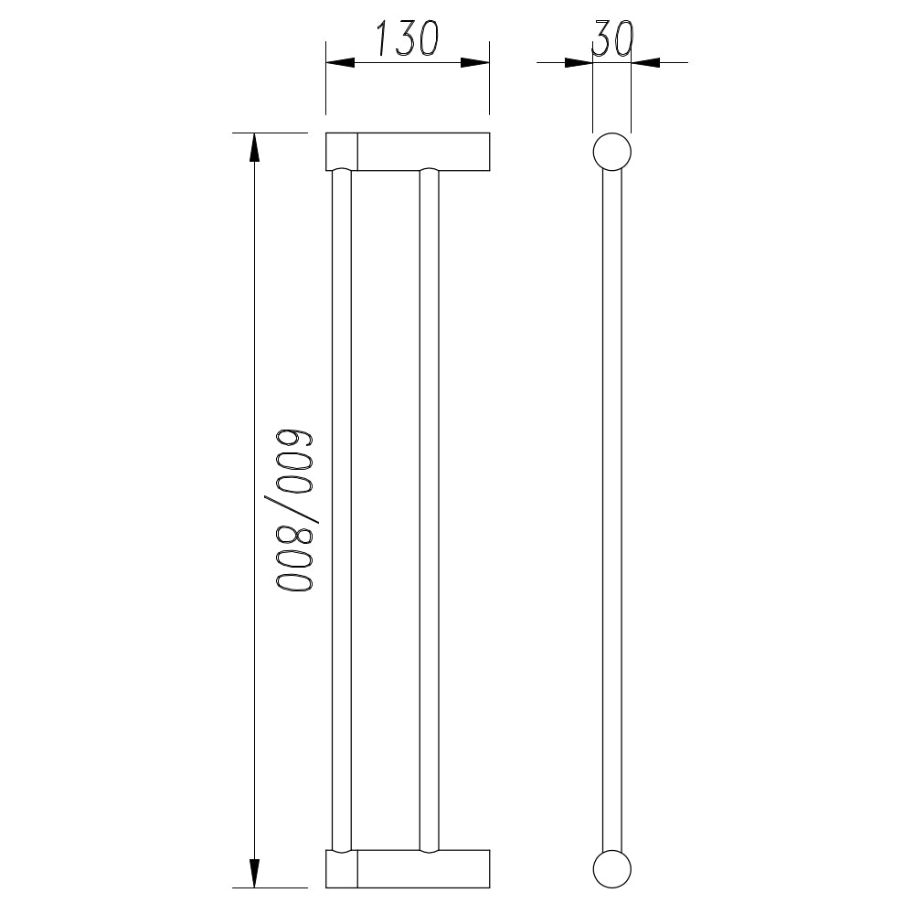 Finesa Double Towel Rail 600mm - Modern Brass