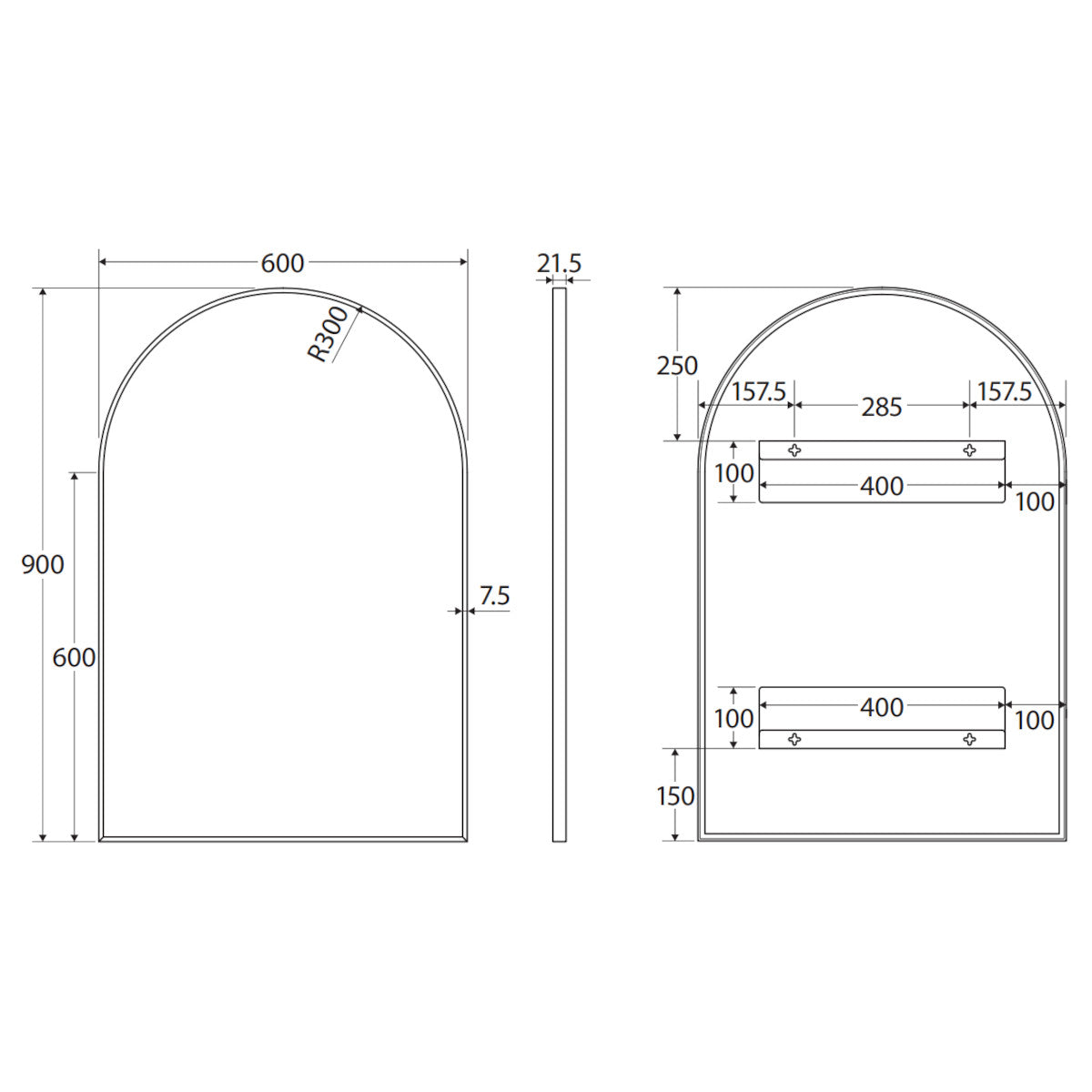 Arch Matte Black Framed Mirror