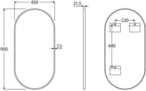 Empire Matte White Framed Mirror, 450 x 900mm