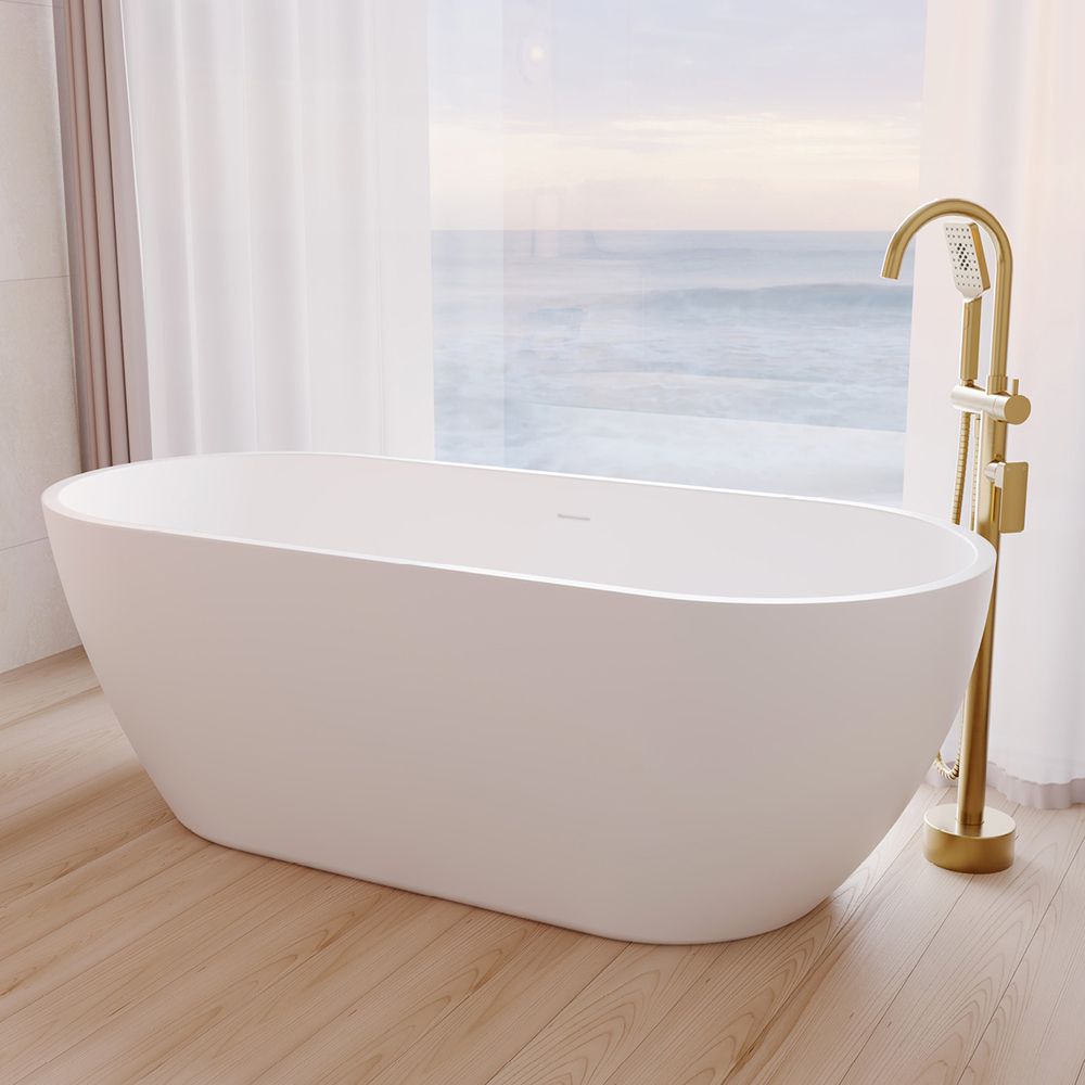 Koko Freestanding Acrylic Bath, 1680mm with Overflow, Matte White