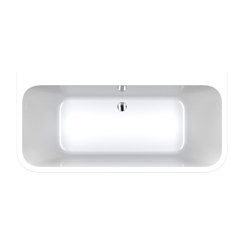 Delta Back-To-Wall Acrylic Bath with Overflow, Gloss White, 1500mm
