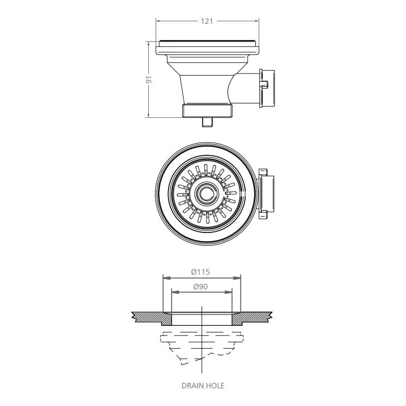Shaws 90mm Basket Strainer - Chrome