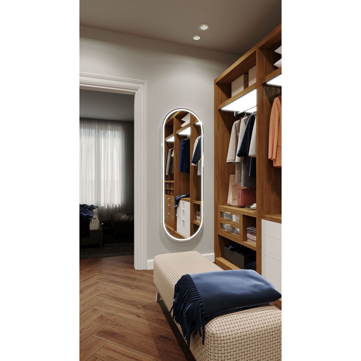 Great Gatsby 600 Full-Length LED Mirror with Portable Magnifier - Milano White