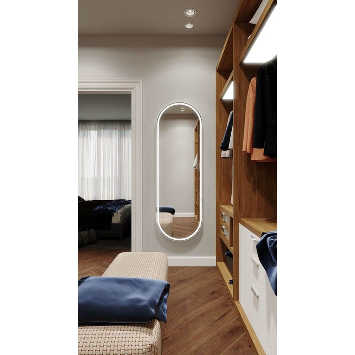 Great Gatsby 600 Full-Length LED Mirror with Portable Magnifier - Milano White