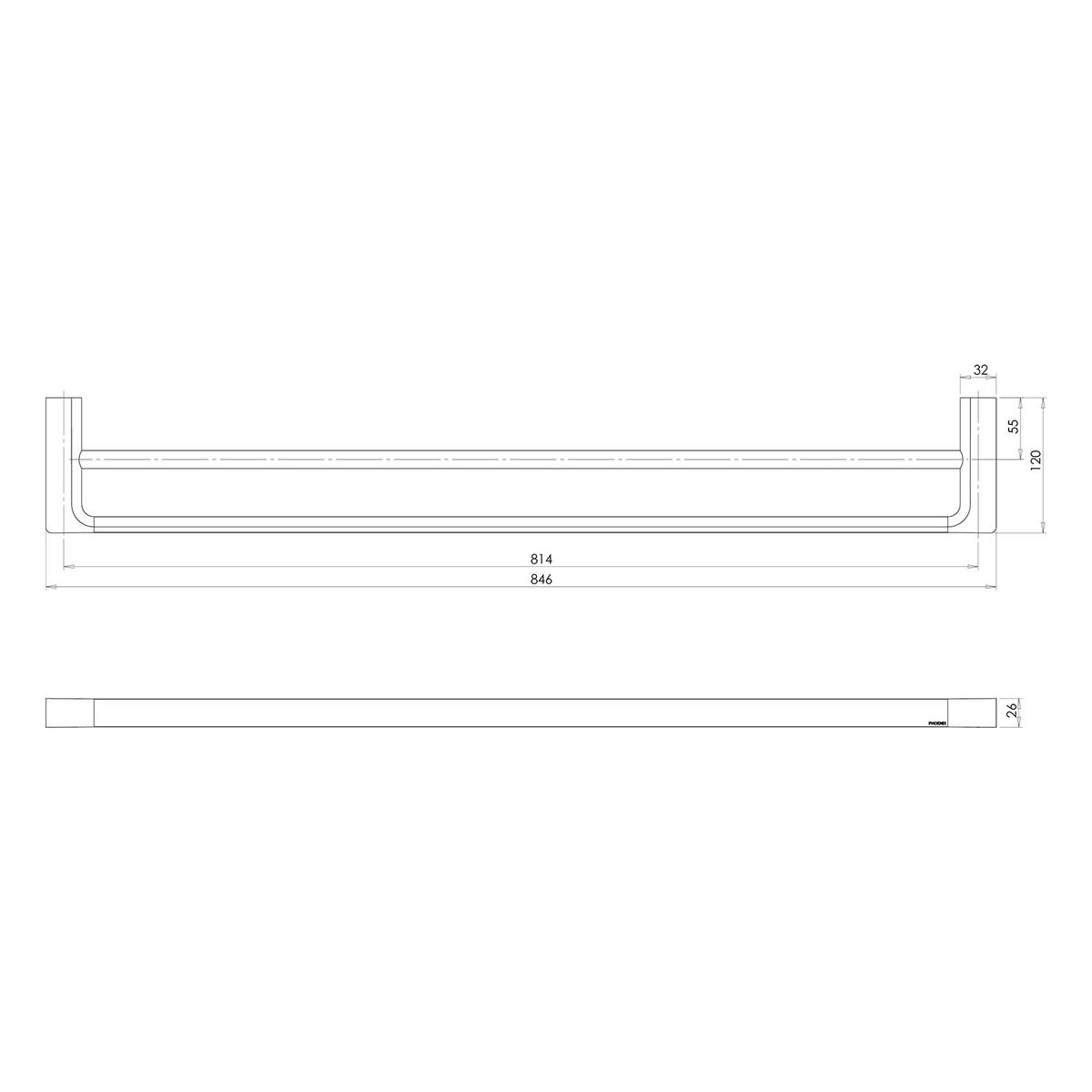 Gloss Double Towel Rail 800mm - Chrome