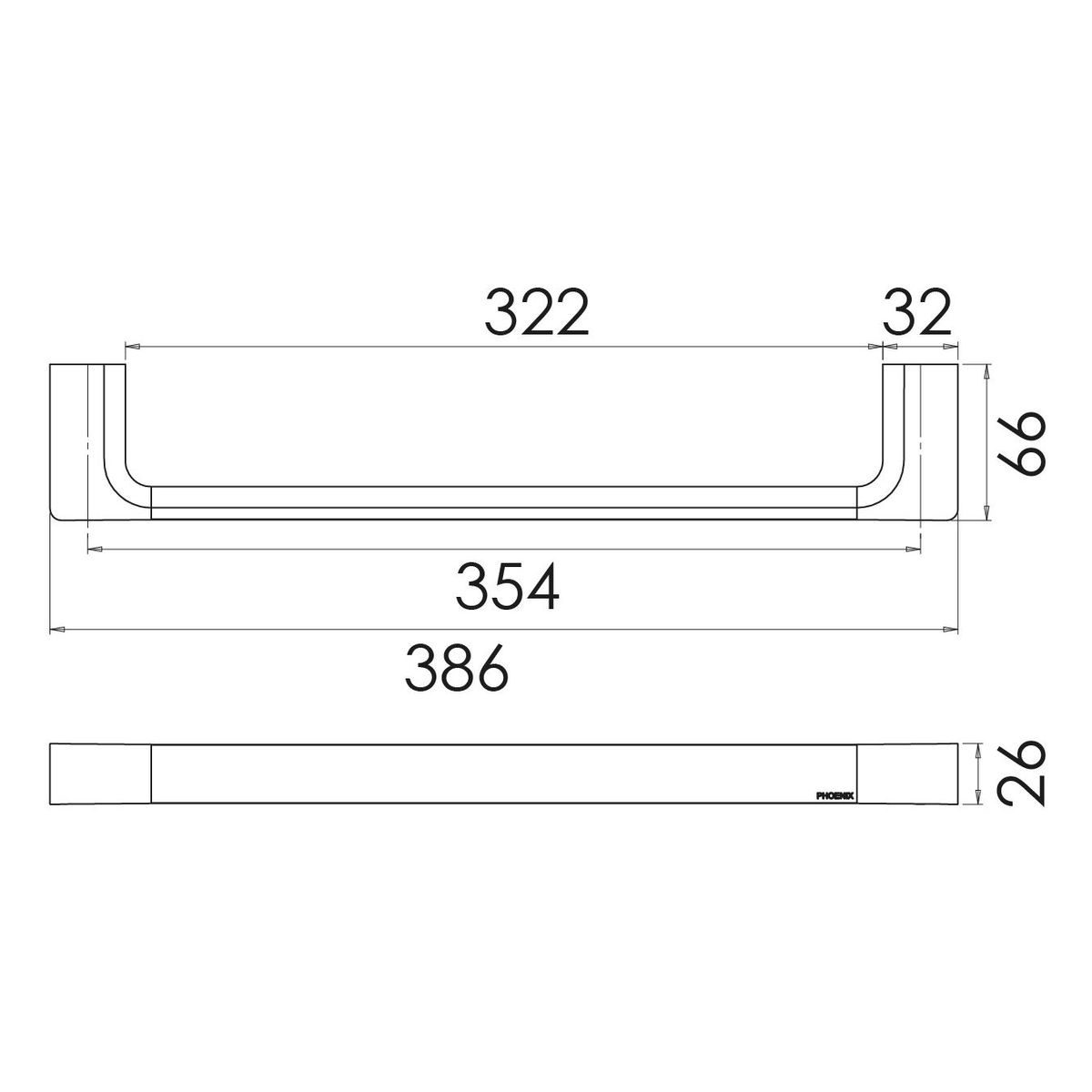 Gloss Hand Towel Rail - Chrome