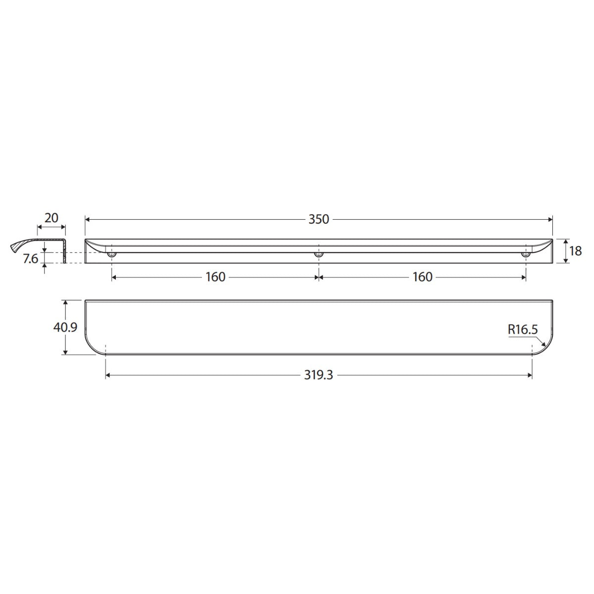 Edge 350mm Round Handle, Brushed Copper