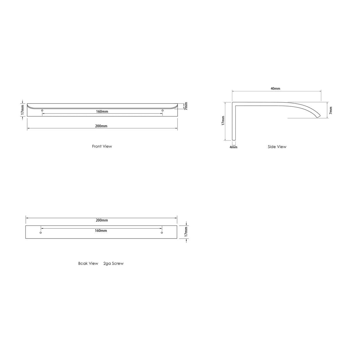 Hampshire 200mm Matte Black Handle