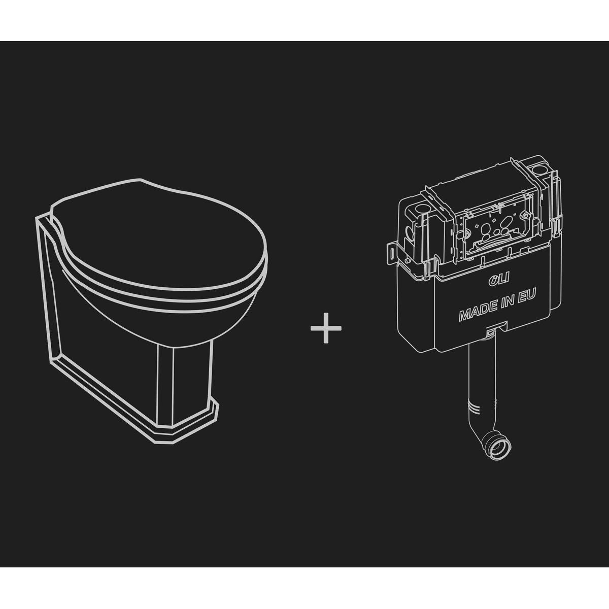 Studio Bagno Impero Rimless Wall Faced Package With Expert Evo Mechanical Cistern